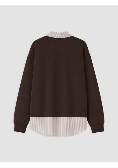 Lcw Modest Kahverengi Gömlek Yaka Kadın Sweatshirt Tunik