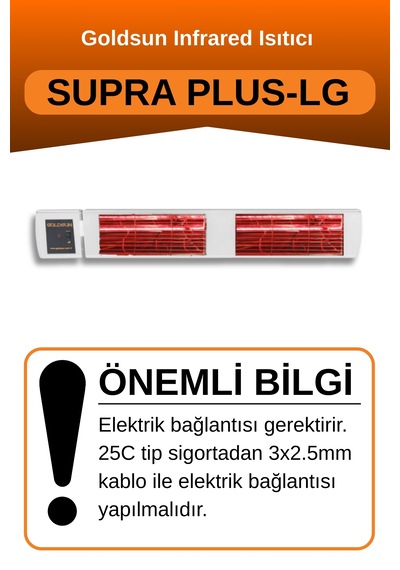Supra Plus 3000 Watt Gss30plg Düşük Işık Kumandalı Suya Dayanıklı Elektrikli İnfrared Isıtıcı-beyaz