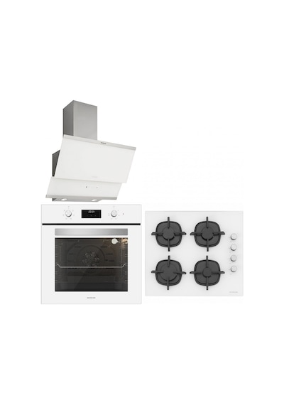 Silverline BO6502W02 - CS5343W01 - 3420 Classy 60 Beyaz Cam Ankastre Set