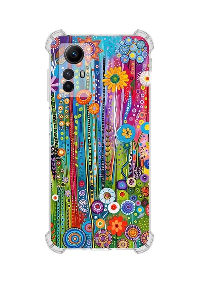 Printify Redmi Note 12s İle Uyumlu Düşlerin Dansı Serisi Folklorik Bahçe Tasarımlı Uv Baskılı Köşe Korumalı Antişok Kılıf Şeffaf