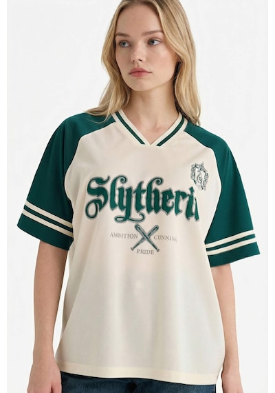 Defacto Harry Potter Oversıze Polo Yaka Baskılı Kısa Kollu Tişört G0832ax26spwt32 Beyaz-wt32