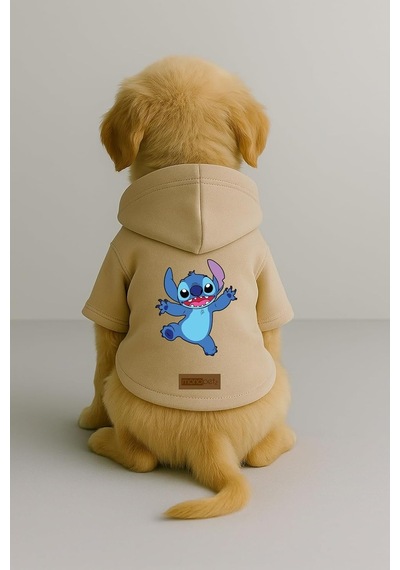 Baskılı İçi Polarlı Köpek Ve Kedi Kıyafeti & Elbisesi - Beyaz Renk Kapüşonlu Hoodie Bfa31 2xl