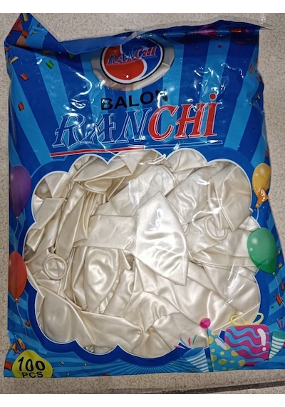 100 Lü Metalik Balon 14/a Birinci Kalite Beyaz
