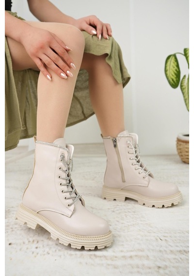 Nesil Shoes Swell 3081 Ten Taşlı Kadın Bot-ten Ten