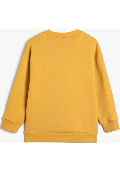 Koton Basic Sweatshirt Uzun Kollu Bisiklet Yaka Şardonlu Hardal 4wkb10477tk 4WKB10477TK191 Hardal
