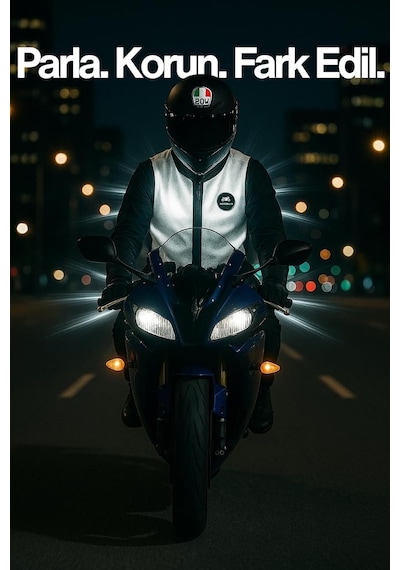Xmlbayiciniz Motosiklet Reflektörlü Yelek, Su Geçirmez, Full 3m Reflektör, Siyah-beyaz, L Beden Genel
