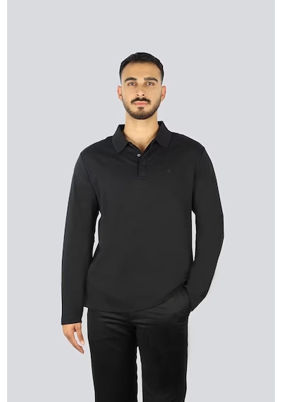 Calvin Klein Lv04ld233 Ls Luxe Nterlock Cotton Erkek Polo Tişört Siyah
