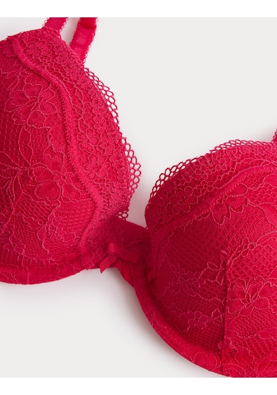 Marks & Spencer Dantelli Balenli Plunge Sütyen T33000318 Kırmızı