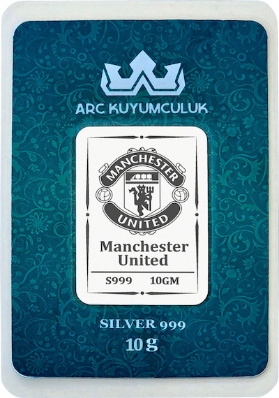 Hediyeye Özel 10 Gram Manchester United Temalı 999 Ayar Gümüş İle Üretilmiş Gümüş Külçesi-745