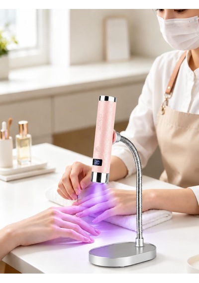 Tr G1 Sensörlü Mini Ai Uv Led Lamba Manyetik Standlı Manikür Tırnak Kurutucu Pembe 5w