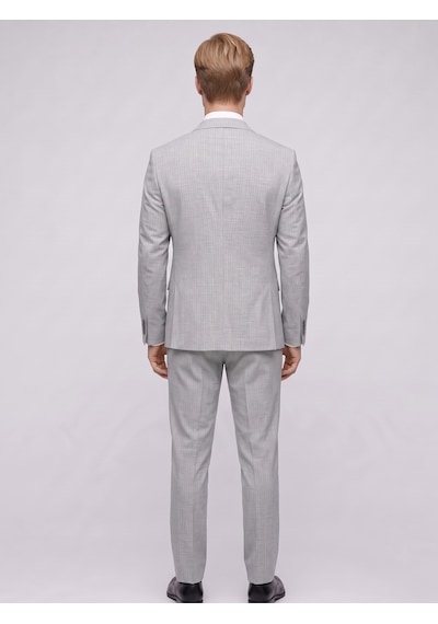 Tk6890 Erkek Çizgili Takım Elbise Slim Fit Modern Kesim Şık Klasik Ceket Pantolon Takım Gri