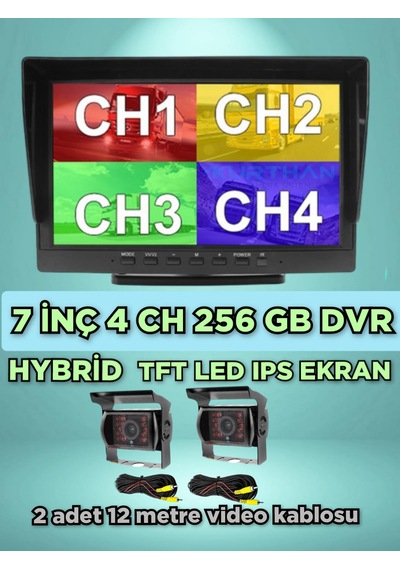 2 Adet Ledli Metal Kasa Kamera Ve 7 İnç Dvr Monitör Seti