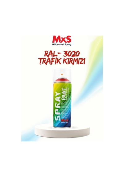 Mxs Ral 3020 Trafik Kırmızı Akrilik Sprey Boya 400 Ml Siyah