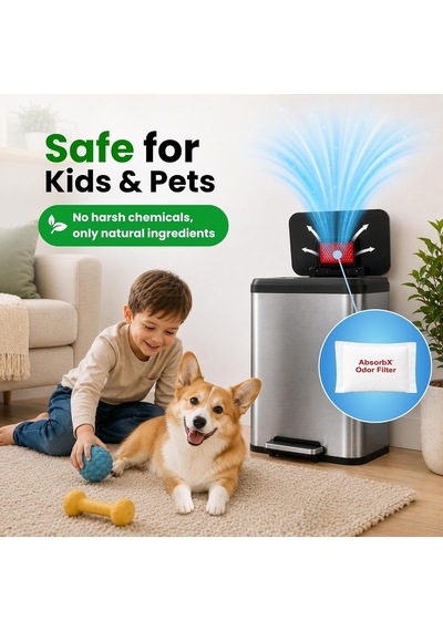 Absorbx Koku 3'lü Paket Çöp Kokularını Emer, Doğal Aktif Karbon Teknolojisi, Biyobozunur - 8 Gal Ve Daha Büyük Çöp Koku Giderici, Filtreler