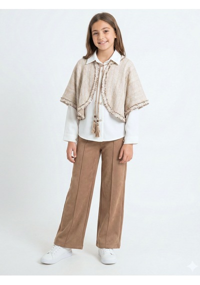 Xo Kids Bej Püsküllü Pançolu Gömlekli Ve Bol Paça Pantolonlu 3lü Kız Çocuk Takım 8-14 Yaş 4430 Ekru Xo Kids Bej Püsküllü Pançolu Gömlekli Ve Bol Paça Pantolonlu 3lü Kız Çocuk Takım 8-14 Yaş 4430 Ekru