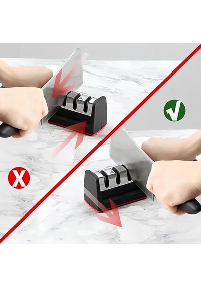 Kanji 3 Fonksiyonlu Paslanmaz Çelik Bıçak Bileyici Elmas, Tungsten Ve Seramik Bileme Şef, Mutfak, Meyve, Çakı Ve Av Bıçakları İçin Ergonomik Bileme Aleti -