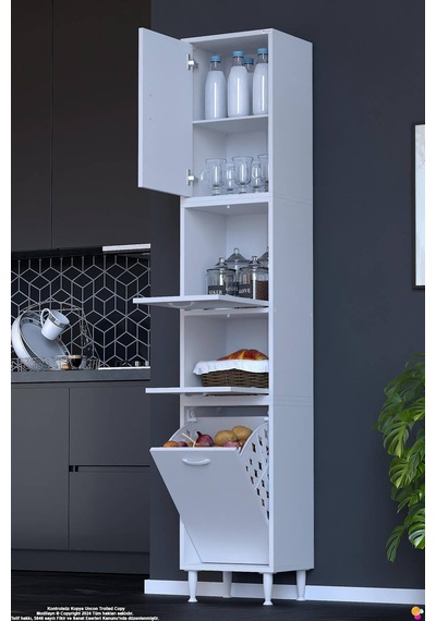 Mona 40 Cm Tam Kapaklı Sepetli Çok Amaçlı Mutfak Kiler Banyo Kirli Çamaşır Dolabı Oyuncak Dolabı Beyaz Mona 40 Cm Tam Kapaklı Sepetli Çok Amaçlı Mutfak Kiler Banyo Kirli Çamaşır Dolabı Oyuncak Dolabı Beyaz