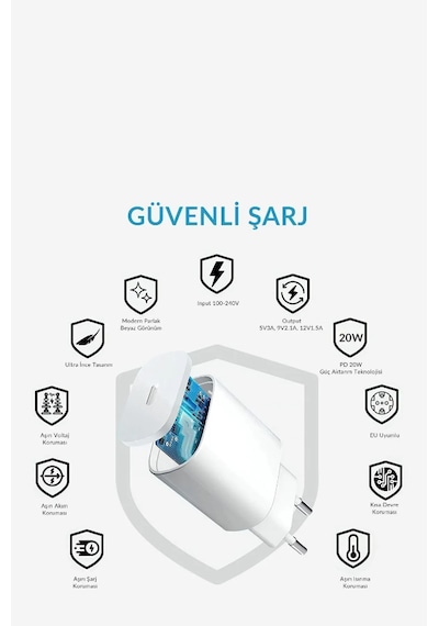 20 WApple Uyumlu iPhone   11 / 11 Pro-12 /12 Pro  Yeni Nesil Type-c