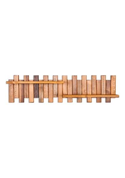 Ahşap Duvar Rafı Çit 2 Raflı Çit Model Bambu