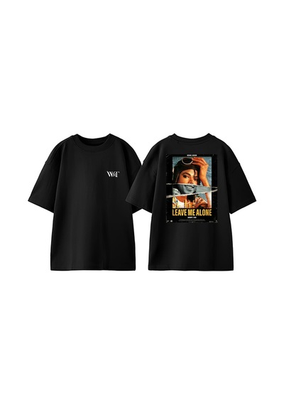 Thewert Michael Jackson Leave Tasarım Sırt Baskılı Pamuk Siyah Oversize T-shirt