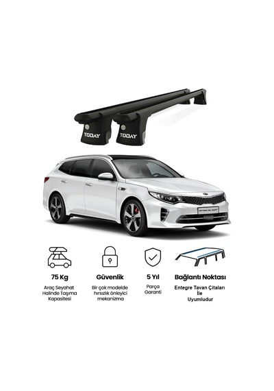 Trio-ıı Kia Optima Kombi 2016 Ve Sonrası Uyumlu Siyah Kilitli Ara Atkı 120cm Port Bagaj Tavan Barı