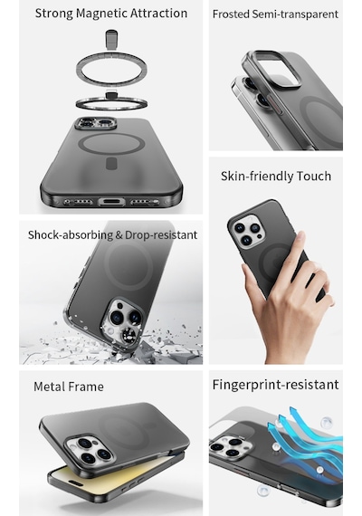 Rock Apple Uyumlu iPhone 16 Pro Matte Magsafe Silikon Kılıf Siyah