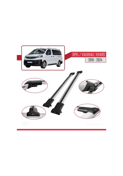 Opel / Vauxhall Vivaro 2019 Ve Sonrası İle Uyumlu Fly Model Ara Atkı Tavan Barı Gri