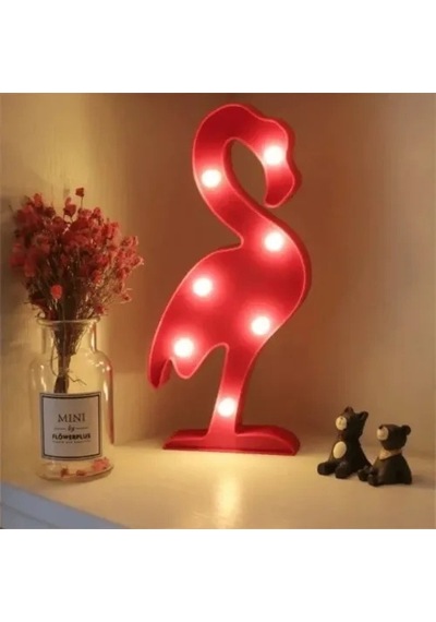 Led Işıklı Flamingo Gece Lambası Kırmızı
