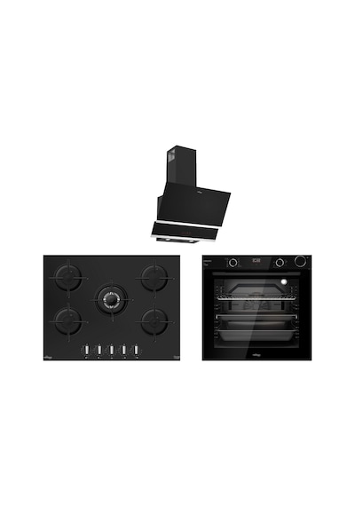 Tommatech TAF6004BSP - TAO7001BG - TDE6001BG TT300 Siyah Ankastre Set