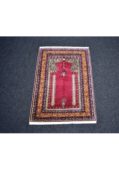 Zehra Abla Halı El Dokuma Kufi Yazılı Seccade Namazlık Kayseri Bünyan Yün Halı 7292 Çok Renkli
