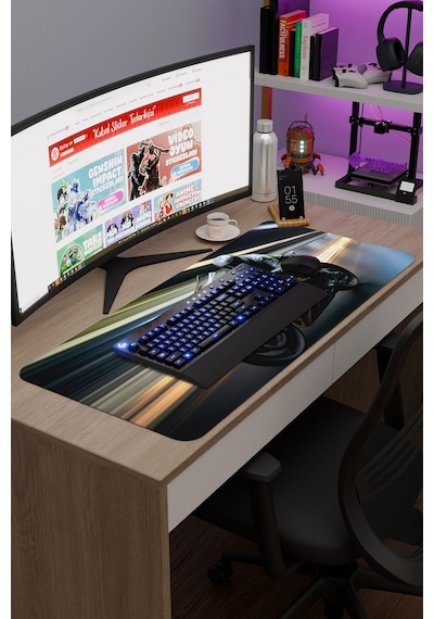 Motorsiklet Kaymaz Dikişli Kauçuk Oyuncu Mousepad V2 - 90x40 Xxl Gaming Mouse Pad Fare Altlığı