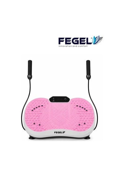 Fegel FG-6500 99 Kademeli Hoparlörlü Direnç Bantlı Uzaktan Kumandalı Titreşimli Fitness Platformu Pembe