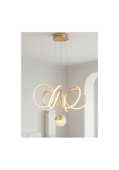 Lzy Avize Store Modern Gold Cam Avize Yatak Odası - Hol - Salon Sarı Sarı