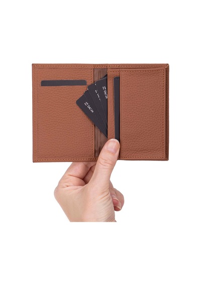 Bloominbag Bloomcard Verta Desert Tan Hakiki Deri Dikey Kartlık kahverengi