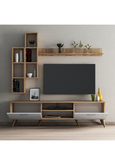 Mega 180 Lik Kitaplıklı Raflı Tv Ünitesi Çam-Beyaz - Tvu0303 Mega 180 Lik Kitaplıklı Raflı Tv Ünitesi Çam-Beyaz - Tvu0303