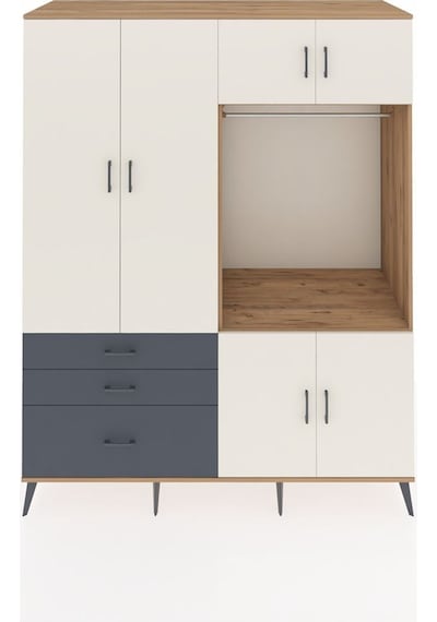 Kronos Gardrop 7 Raflı 3 Çekmeceli Tek Askılı 176x59x221 Çam-aytaşı/antrasit Aytaşı/antrasit Kronos Gardrop 7 Raflı 3 Çekmeceli Tek Askılı 176x59x221 Çam-aytaşı/antrasit Aytaşı/antrasit
