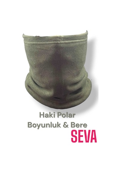 Seva Unisex Haki Çok Amaçlı Kışlık Polar Boyunluk Bere