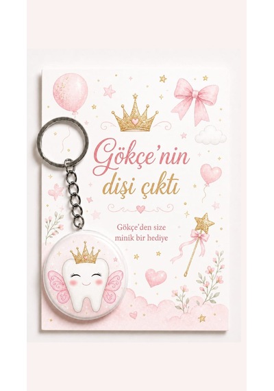 Hediyelik Set-13 - Kişiye Özel Diş Buğdayı Kartlı Açacaklı Anahtarlık, İlk Diş Hatırası Bebek Hediye