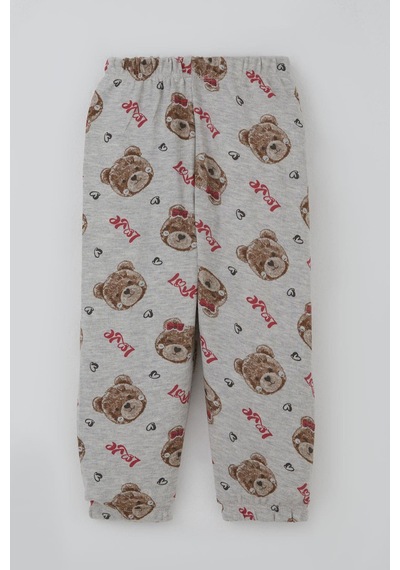Breeze Kız Bebek Pijama Takımı Sevgi Temalı Fiyonklu Ayıcık Desenli 9 Ay-3 Yaş, Açık Gri Melanj Açık Gri Melanj
