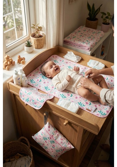 Sıvı Geçirmez 4’lü Bebek Çocuk Alt Açma Etkinlik Örtüsü Çanta Mama Önlük Aktivite Seti Flowy