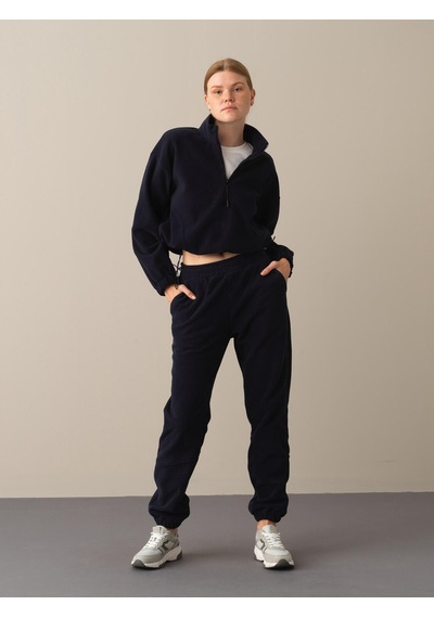 Xint Lacivert Oversize Dik Yaka Polar Sweatshirt 400520