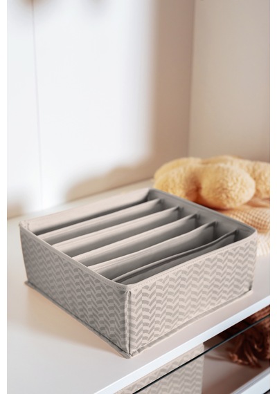 Serstil 6 Bölmeli Çekmece Içi Dolap Kıyafet Iç Çamaşırı Katlanabilir Düzenleyici Organizer Kutu 28x28x12cm Martı Gri