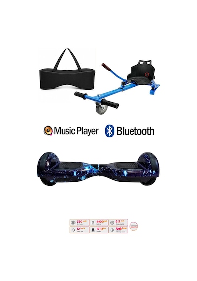 Citymate Elektrikli Kaykay Hoverboard Akıllı Denge 6.5 Inch + Hoverkart + Çanta Extrem Paket D12