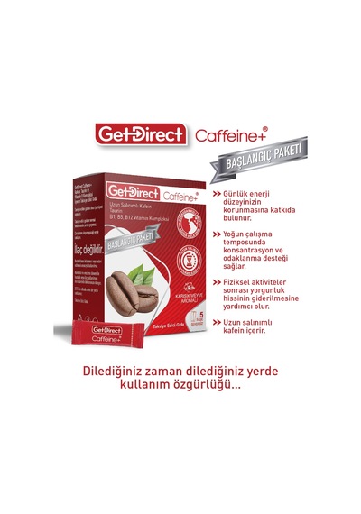 Caffeine+ Kafein, Taurin Ve Vitamin B Kompleksi 5 Saşe Gün Boyu Enerji, Susuz Kullanım Diğer