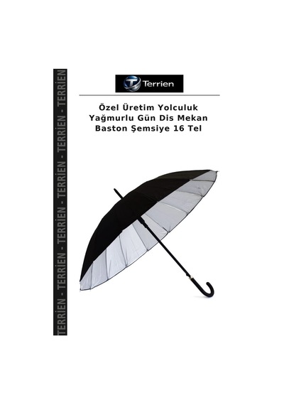 Terrien Özel Üretim Yolculuk Yağmurlu Gün Dis Mekan Baston Şemsiye 16 Tel Çok Renkli