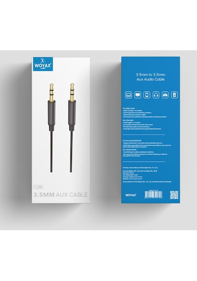 Woyax By Deji Aux Stereo 3.5 MM Ses Kablosu Örgülü 1.2M