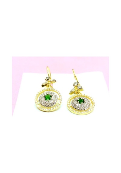 Oriental Kuyumculuk Jewellery Yeşil Taşlı Gold Küpe Altın