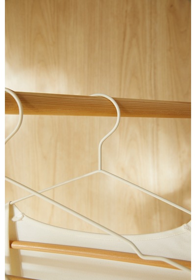 Ocean Home Textile 3'lü Ahşap Destekli Ekru Renk Metal Giysi Askısı19.5 X 42 X 0.34 Cm Ekru