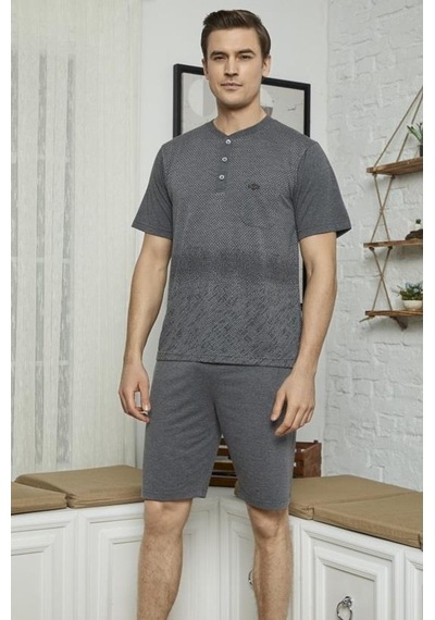 Kly 7615 Erkek Midi Yaka 3'Lü Pijama Takımı