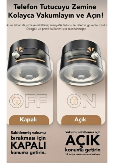 Premium Kilitlenebilir Vantuzlu-telefon Tutacagı Siyah